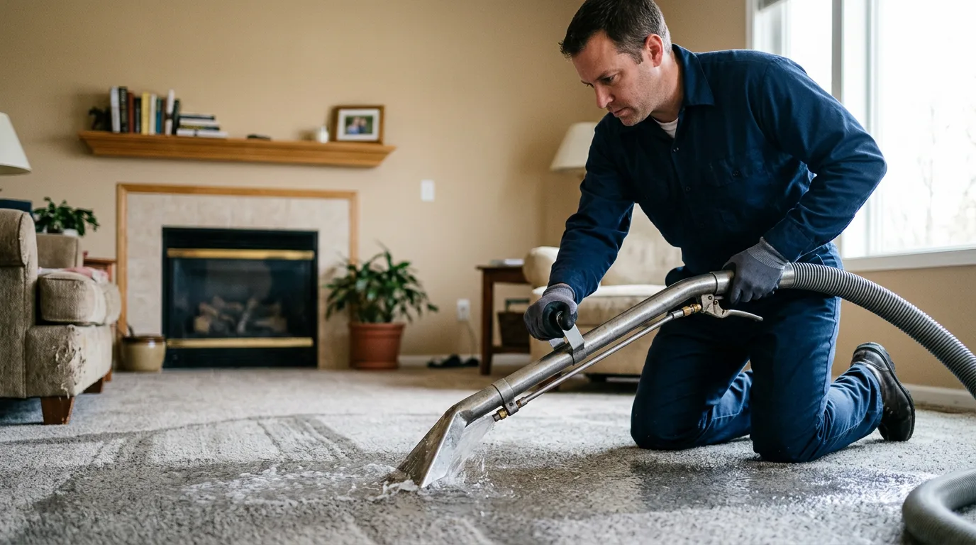 Water damage restoration technician working near Orient, OH